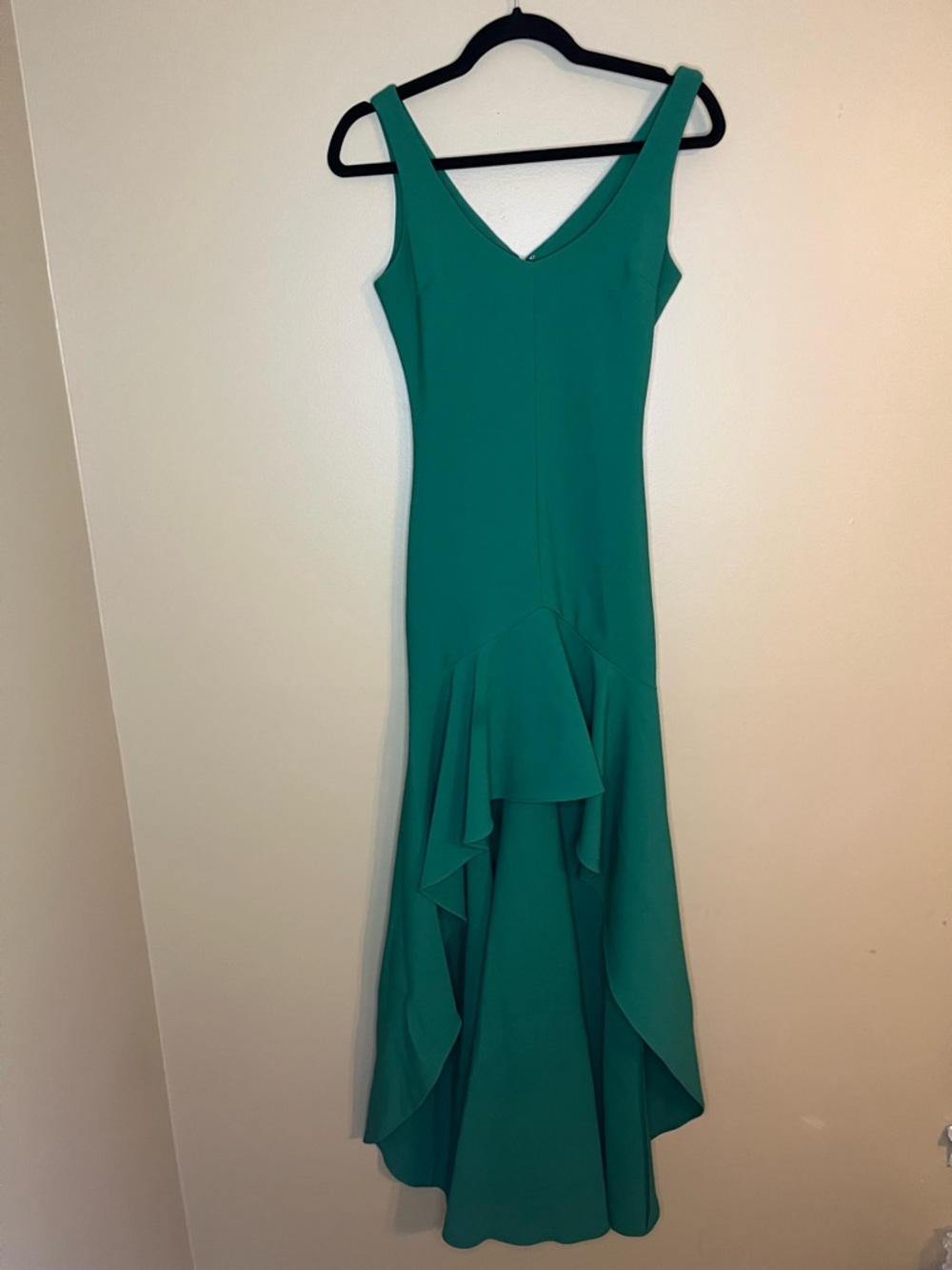 Likely Green V-Neck High-Low Ruffle Hem Dress Women’s 2